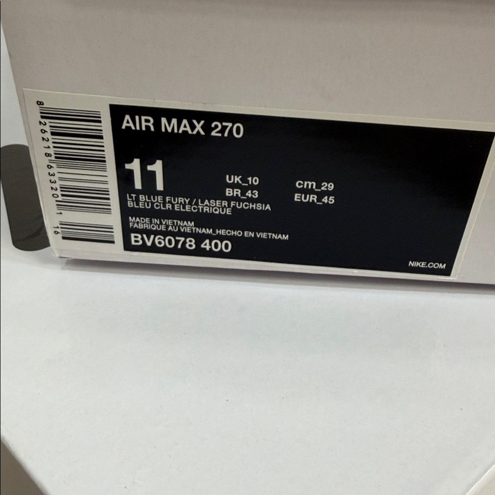 Nike Air Max 270 South Beach – Light Blue Fury/Black/Laser Fichsia - Picture 2 of 12
